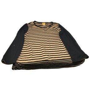 Ruby Rd Womens Black and Brown Long Sleeved Striped Shirt Size 1X